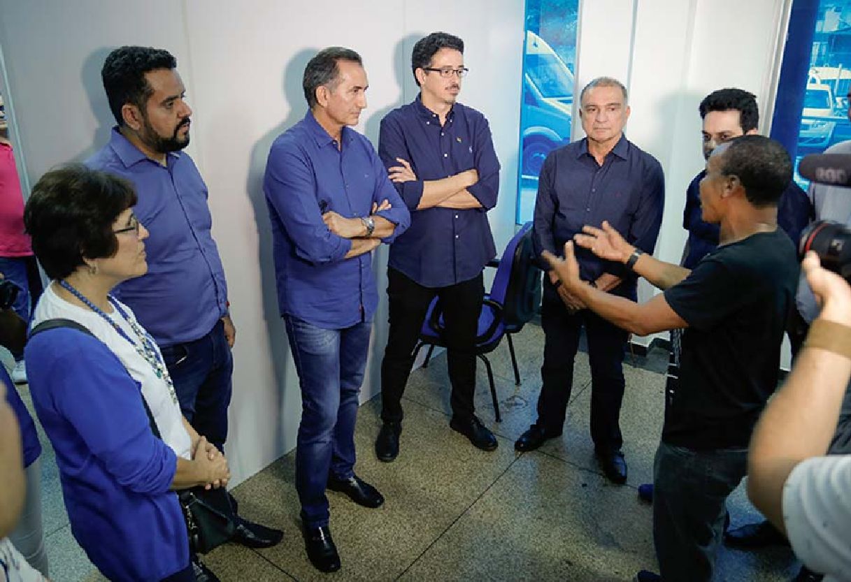 O cineasta amapaense Thomé Azevedo expõe ao governador Waldez Góes e ao ministro da Cultura, Sérgio Sá Leitão, a importância do NPD
