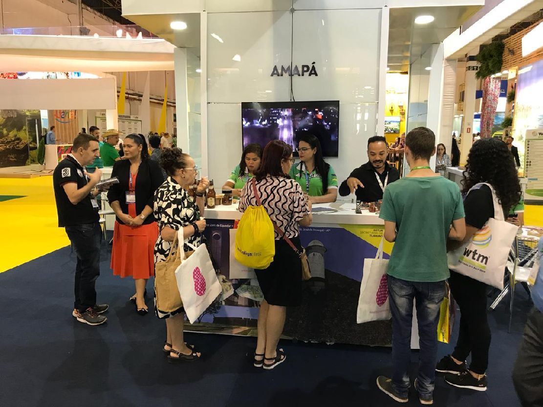 O estande do Amapá, disponibilizado pelo Ministério do Turismo e coordenado pela Setur, está em uma área denominada de Destinos do Brasil