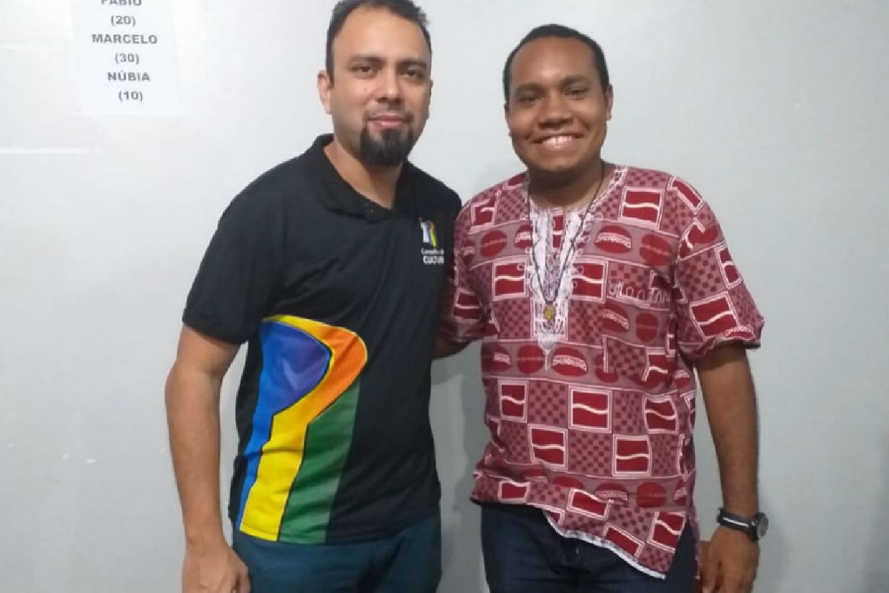 Presidente do Conselho Estadual de Política Cultural, Cléverson Baía, e o novo conselheiro Fábio Souza