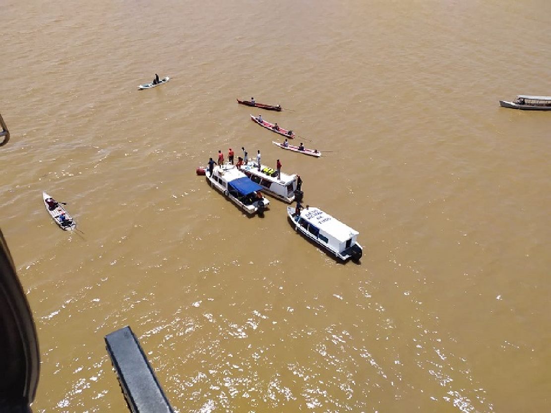 Imagem do local das buscas feita da aeronave do Grupo Tático Aéreo (GTA) empregado pelo Governo do Amapá na procura a desaparecidos