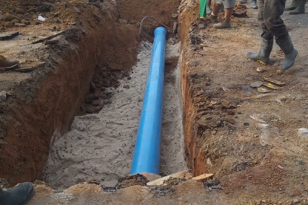 Foram implantados 8 km de adutora com tubulação de 250mm.