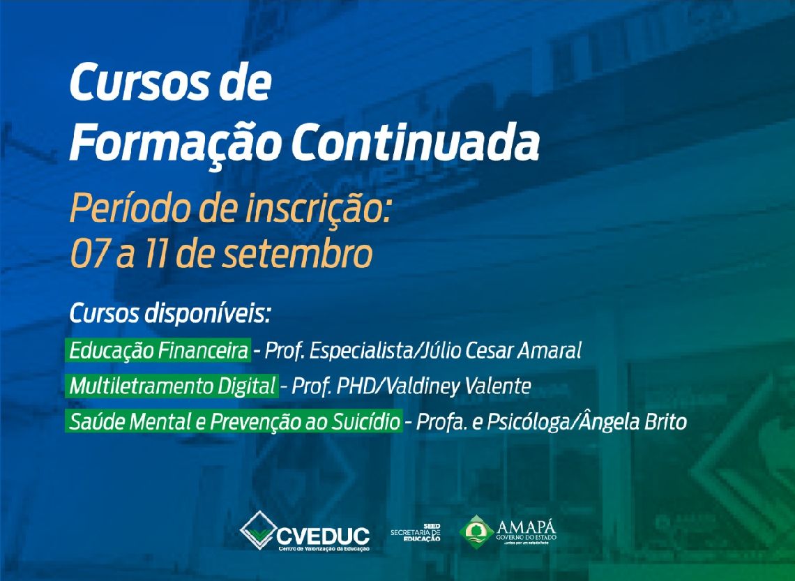 Neste primeiro catálogo de formação estão disponíveis três cursos.