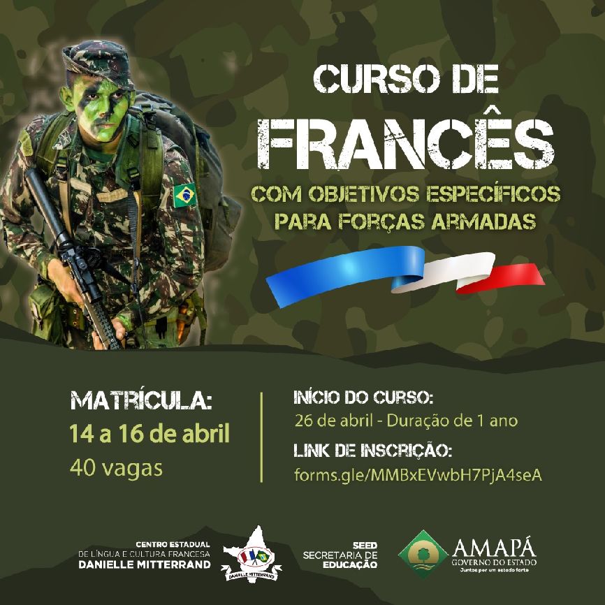 O curso é totalmente gratuito e está com 40 vagas disponíveis para soldados e oficiais do Comando de Infantaria e Selva do Amapá.
