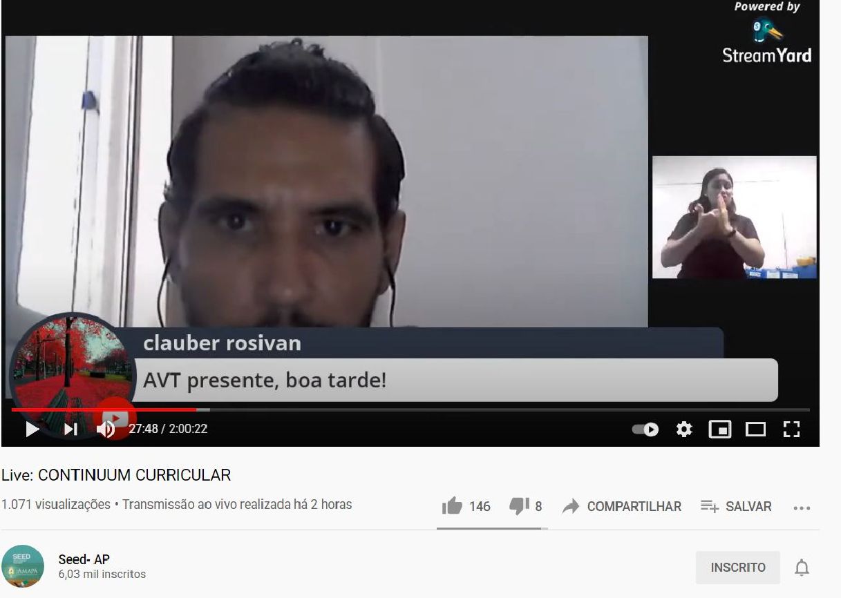 Esta é a sexta live realizada pelo plano pedagógico.