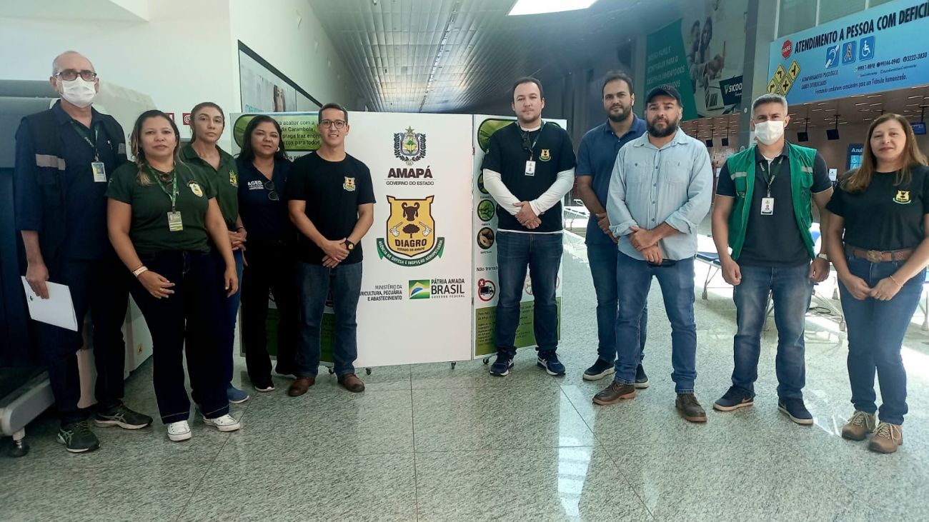 Técnicos do Amapá e Maranhão nas atividades práticas de combate à mosca da carambola no aeroporto de Macapá.