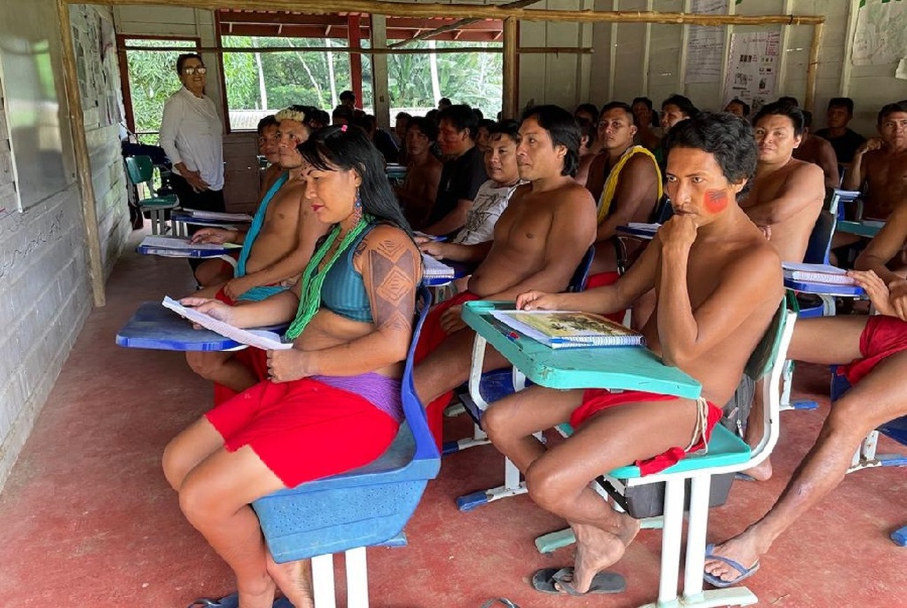 Formação aconteceu na Escola Indígena Estadual Aramirã, localizada em Pedra Branca do Amapari