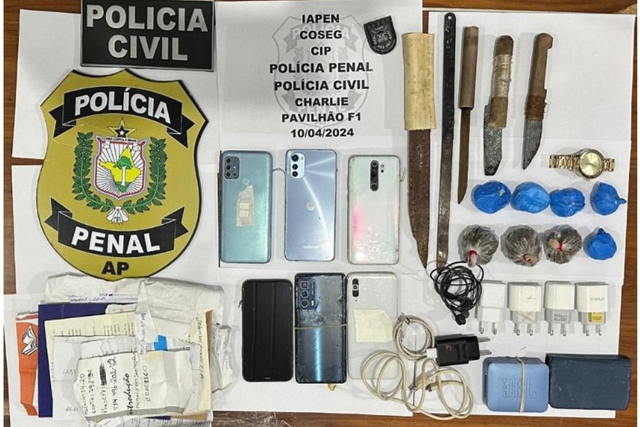 Durante a operação foram apreendidos equipamentos eletrônicos, celulares, material entorpecente e bebidas