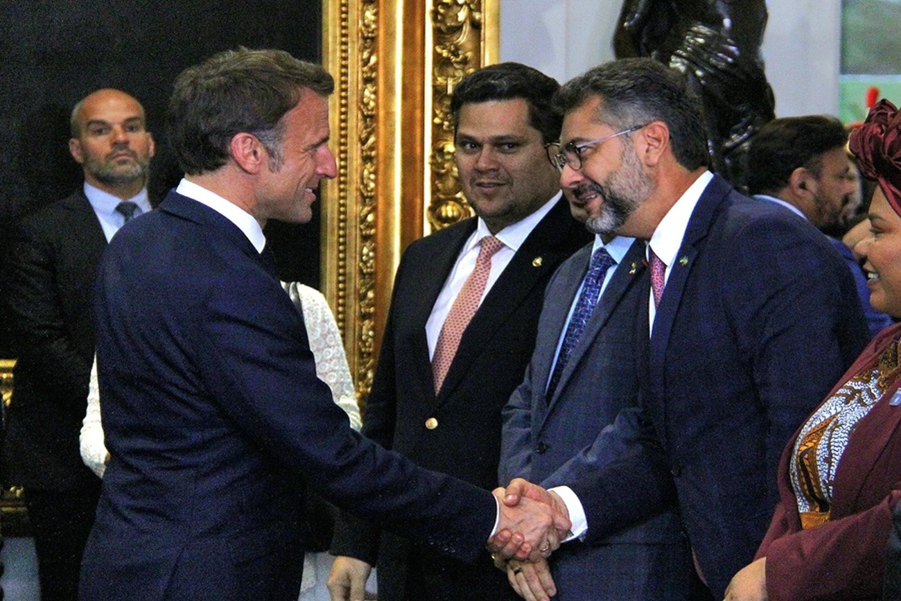 Clécio Luís foi o único governador brasileiro a participar do encontro com o presidente Emmanuel Macron