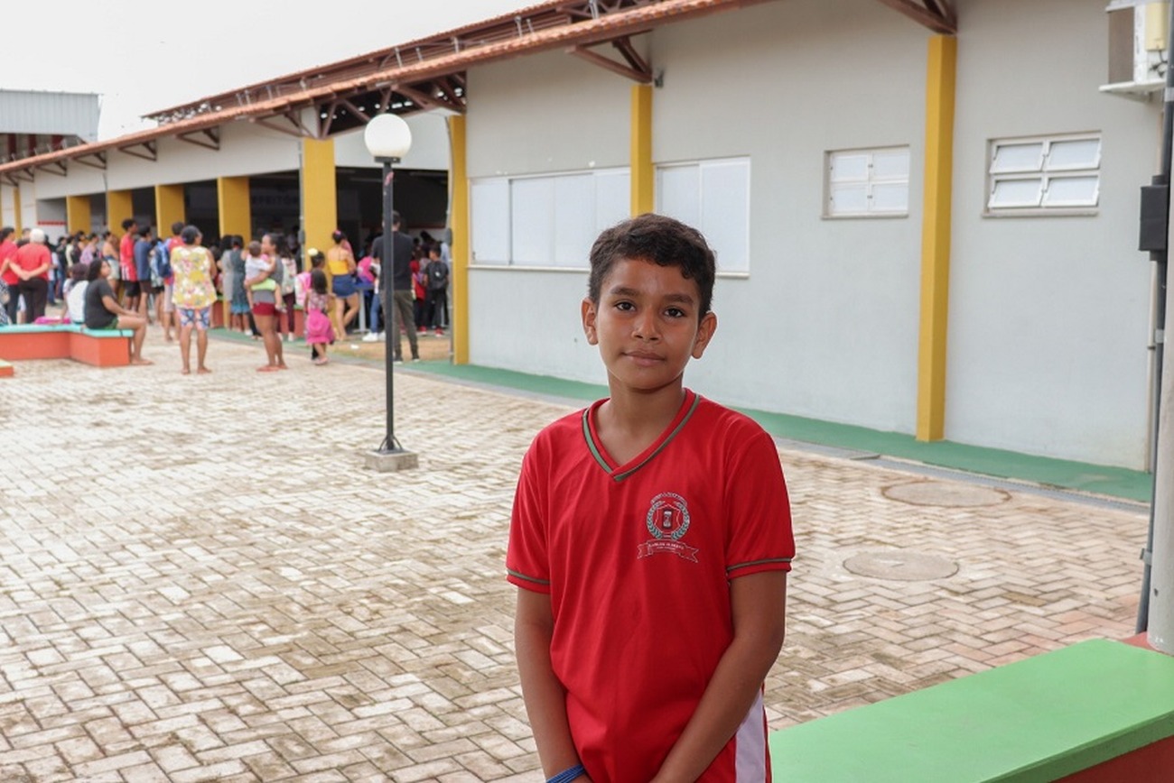 Arthur é um dos 1,8 mil alunos da Escola Carlos Alberto Viana, no Conjunto Miracema, em Macapá