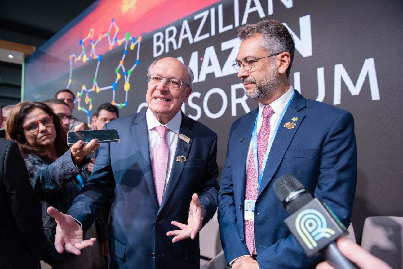 Vice-presidente Geraldo Alckmin e o governador do Amapá, Clécio Luís, na ’COP30 Day’