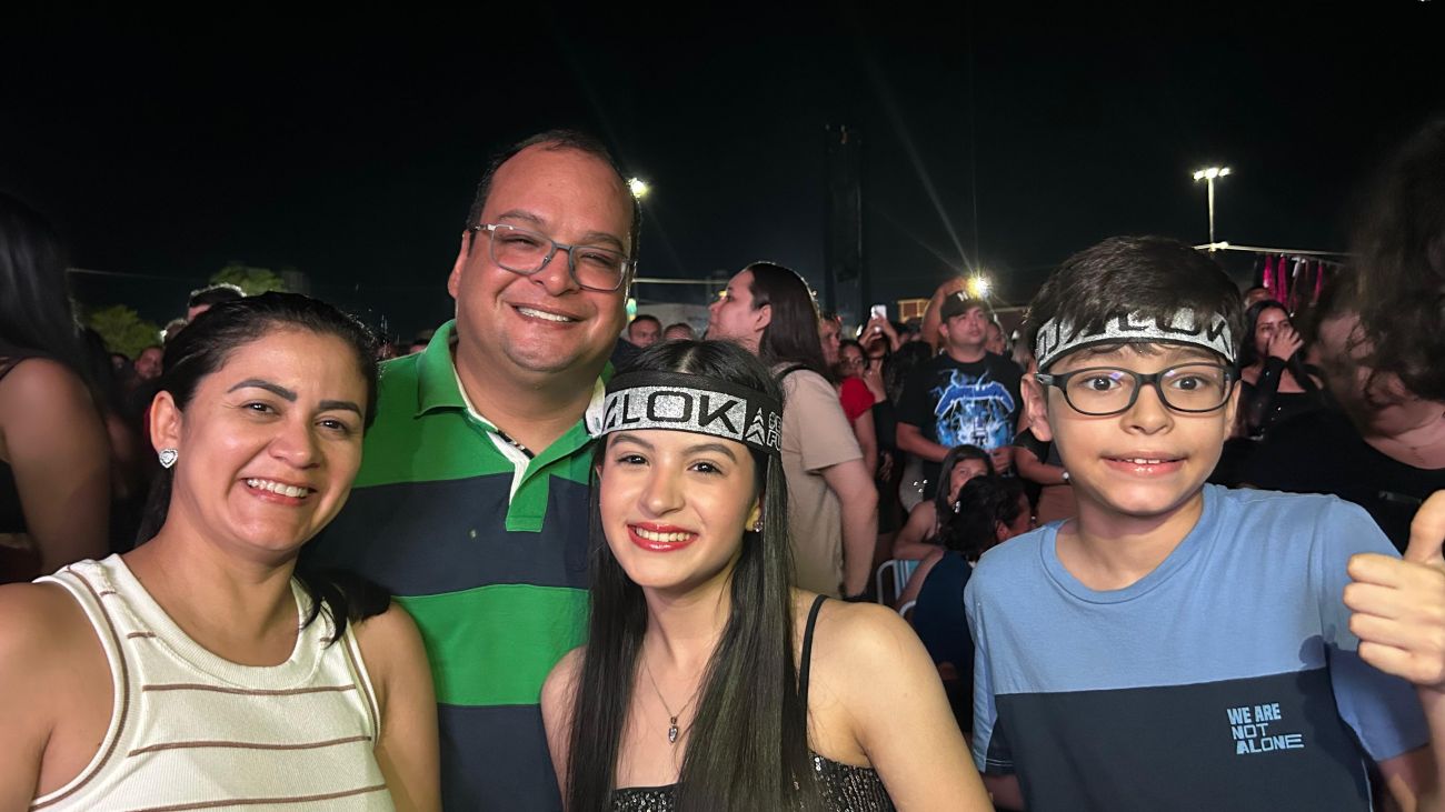Gilfer Lopes e a família foram assistir o espetáculo do maior DJ do mundo, Alok