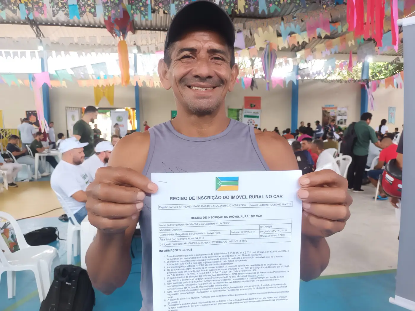Evaldo Silva, fez a emissão do CAR pela primeira vez durante ação itinerante do Governo do Amapá em Oiapoque