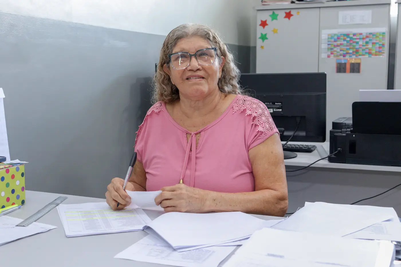 Servidora da E.E. Prof.ª Ruth Bezerra, Deusonita Costa, de 70 anos