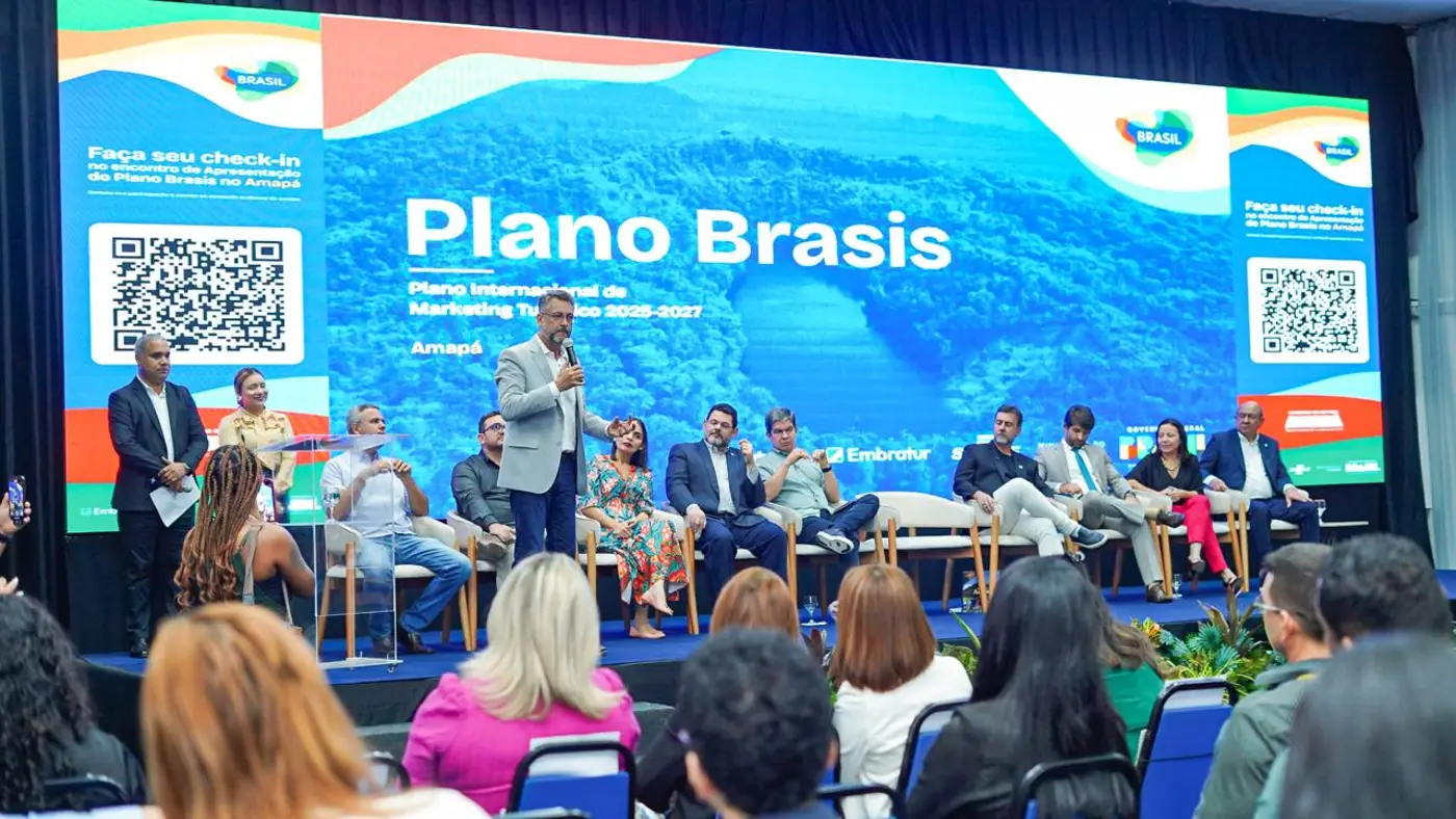 Governador Clécio Luís durante apresentação das contribuições do Amapá ao Plano Brasis, iniciativa nacional de marketing turístico internacional