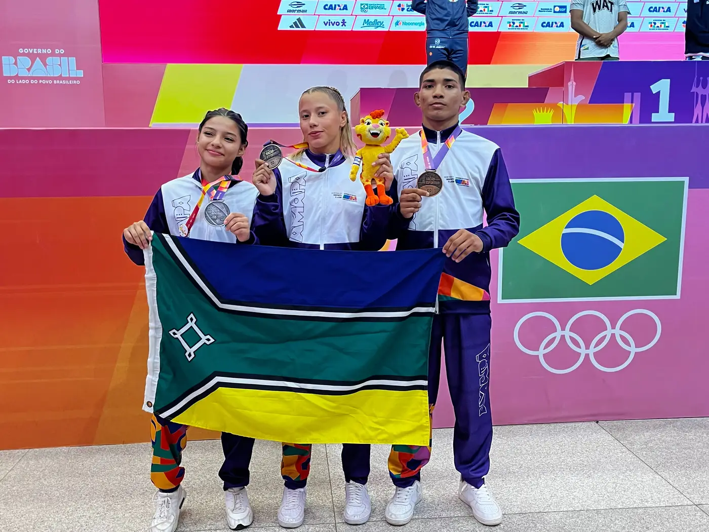 Atletas Elohanna Santos, Laynne Tolosa e Paulo Kauã, foram os primeiros a conquistar as medalhas para o Amapá