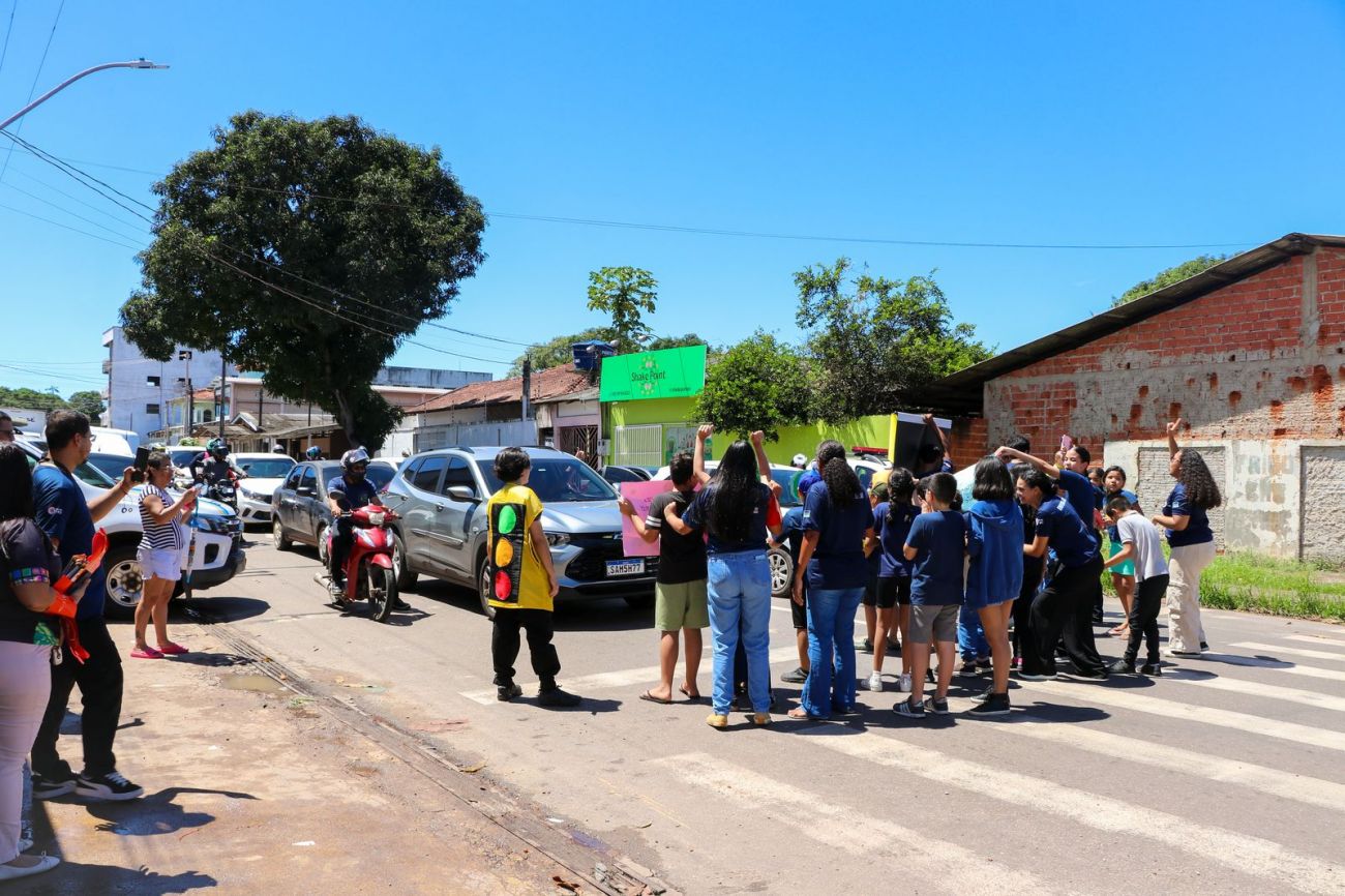 Programação reuniu as crianças para mensagens de conscientização
