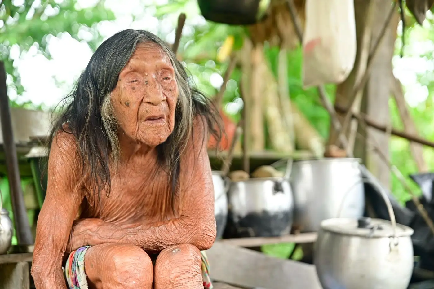 Iratapuema Gesui, centenária indígena de 102 anos, recebeu atendimento e exames em casa durante a ação de saúde